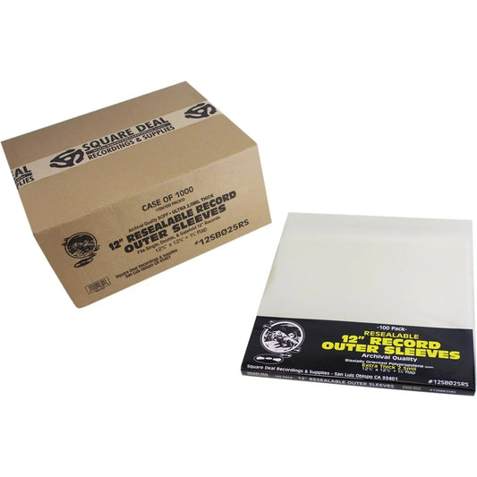 (1000) 12 Vinyl Record Outer Sleeves Extra Thick Resealable - Super Clear, Archival Standard - Premium 2.5 mil Thick - #12SB025RS