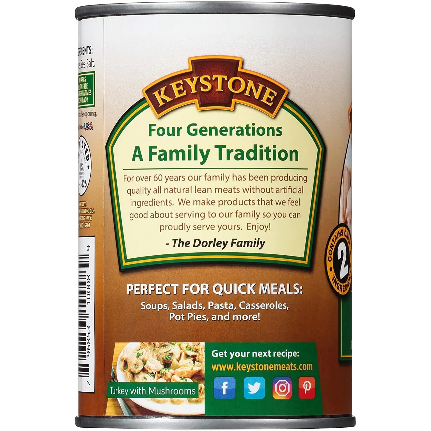 (3 Pack) Keystone All Natural Turkey 14.5 oz Can Emergency Survival Food For Camping Hiking and Backpacking Ready to Eat