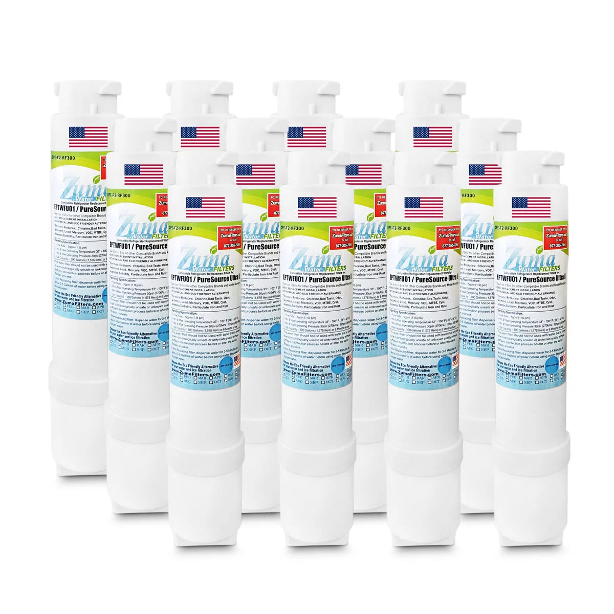 ZUMA Brand , Water and Ice Filter , Suitable with FPBC2277RF0 - 12 Pack - Made in U.S.A.