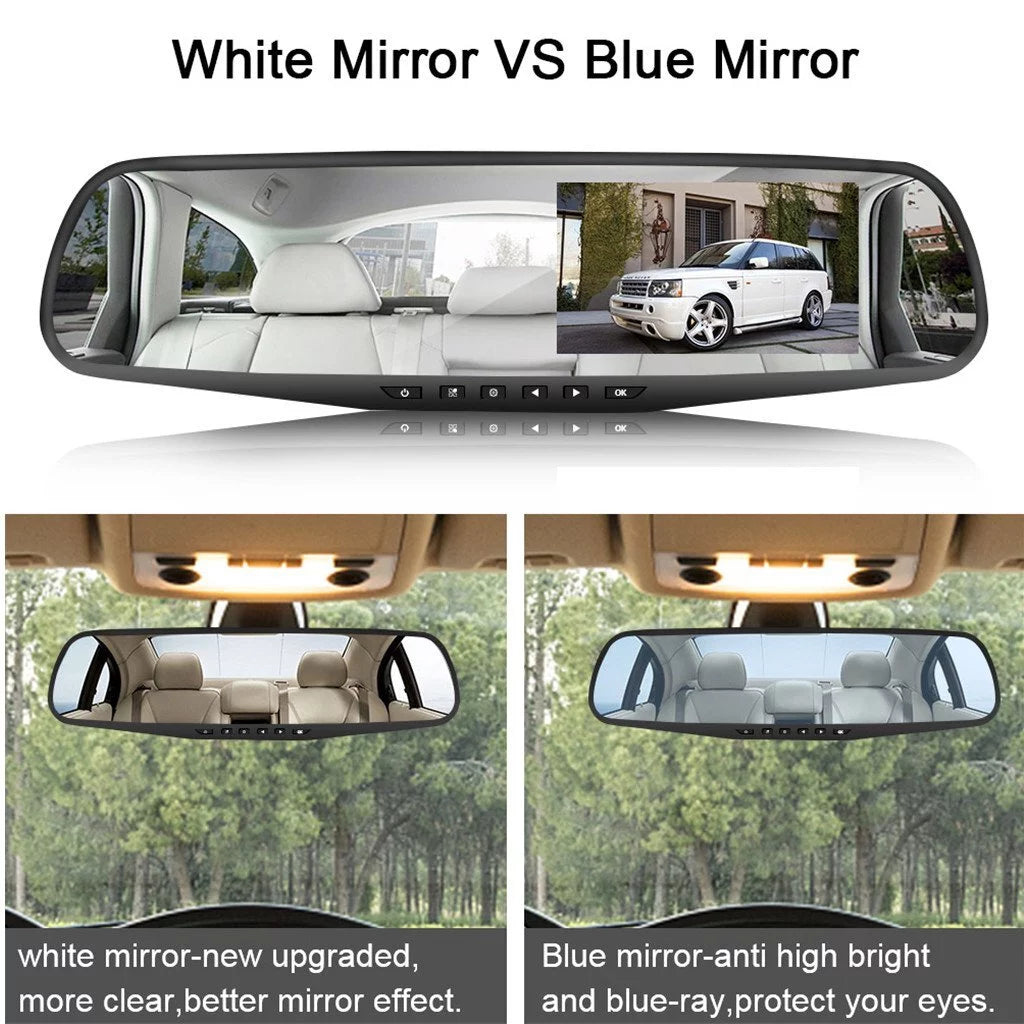 1 Pack 1080P Rearview Mirror Car Camera 4.3" Dash Cam for Cars Trucks,170°Wide Angle Dual Lens Car Cam Front Rear DVR Monitor, Night Vision,Parking Monitor,Motion Detection,G-sensor