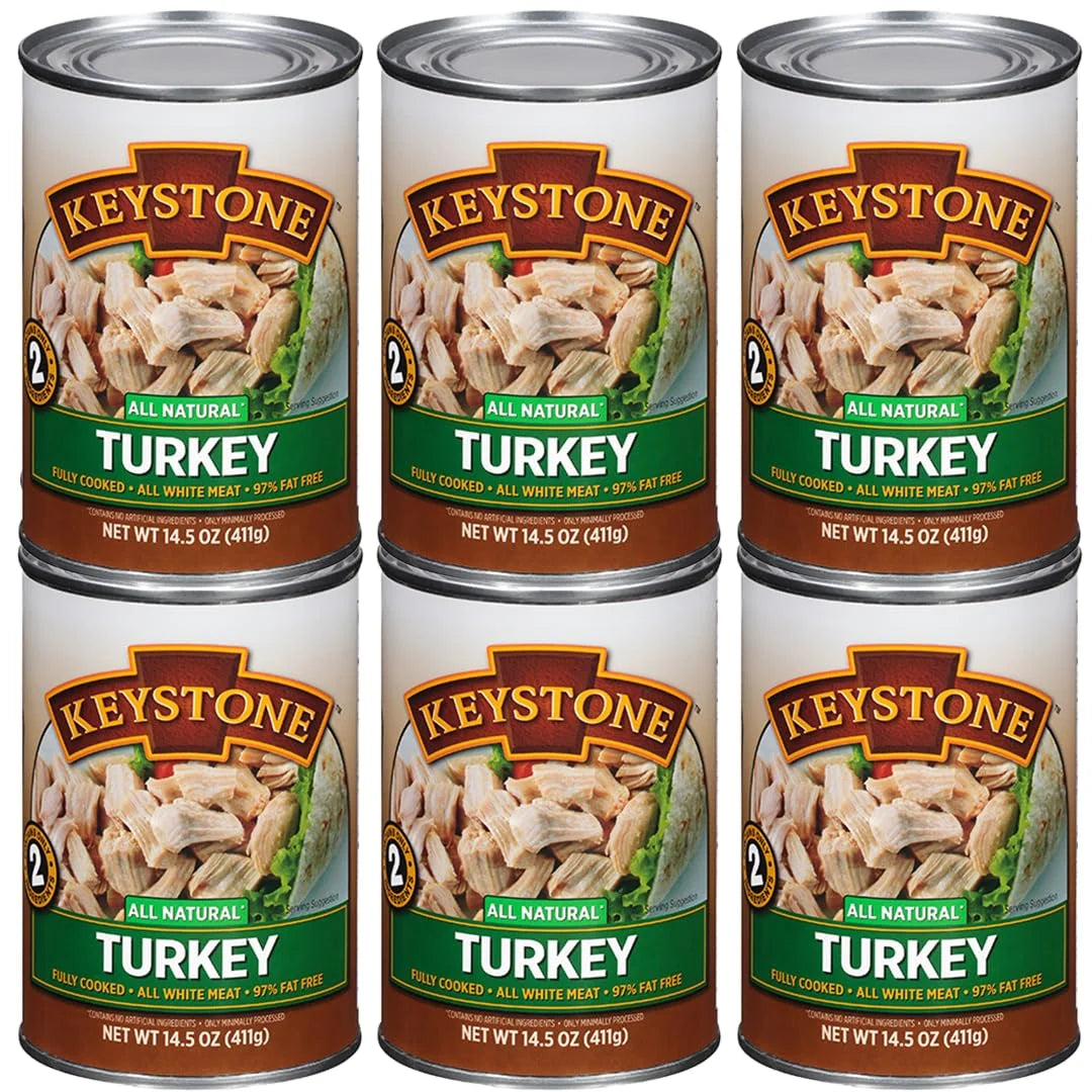 (6 Pack) Keystone All Natural Turkey 14.5 oz Can ✅ Emergency Survival Food For Camping Hiking and Backpacking Ready to Eat ✅