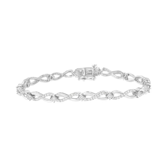 .925 Sterling Silver 1.0 Cttw Prong Set Diamond Infinity Link Bracelet (I-J Color, I2-I3 Clarity) - 7.25"