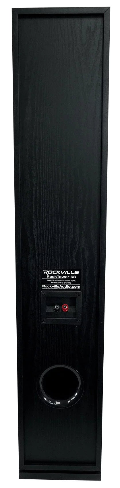 (1) Rockville RockTower 68B Black Home Audio Tower Speakers Passive 8 Ohm