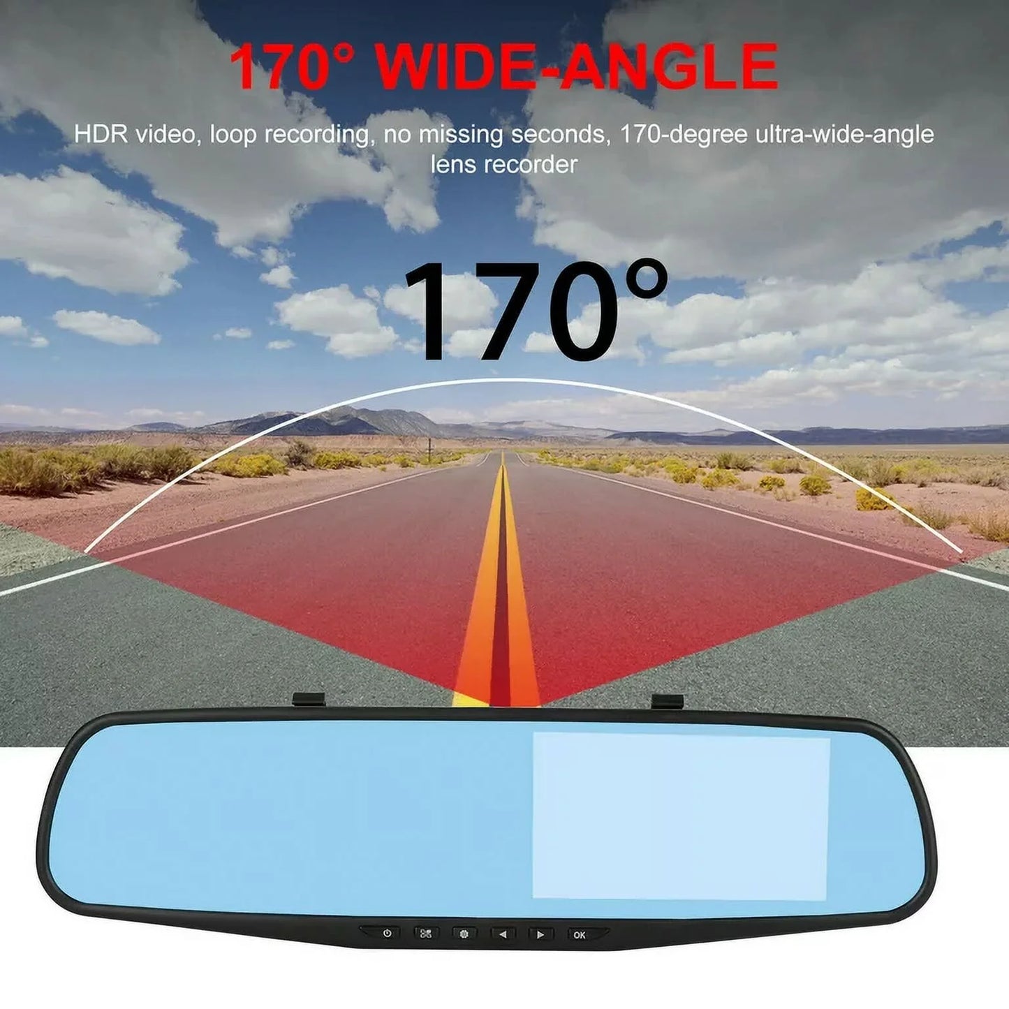 1080P Rearview Mirror Car Camera 4.3" Dash Cam for Cars Trucks, 170°Wide Angle Dual Lens Car Cam Front Rear DVR Monitor, Night Vision, Parking Monitor, G-sensor, Motion Detection