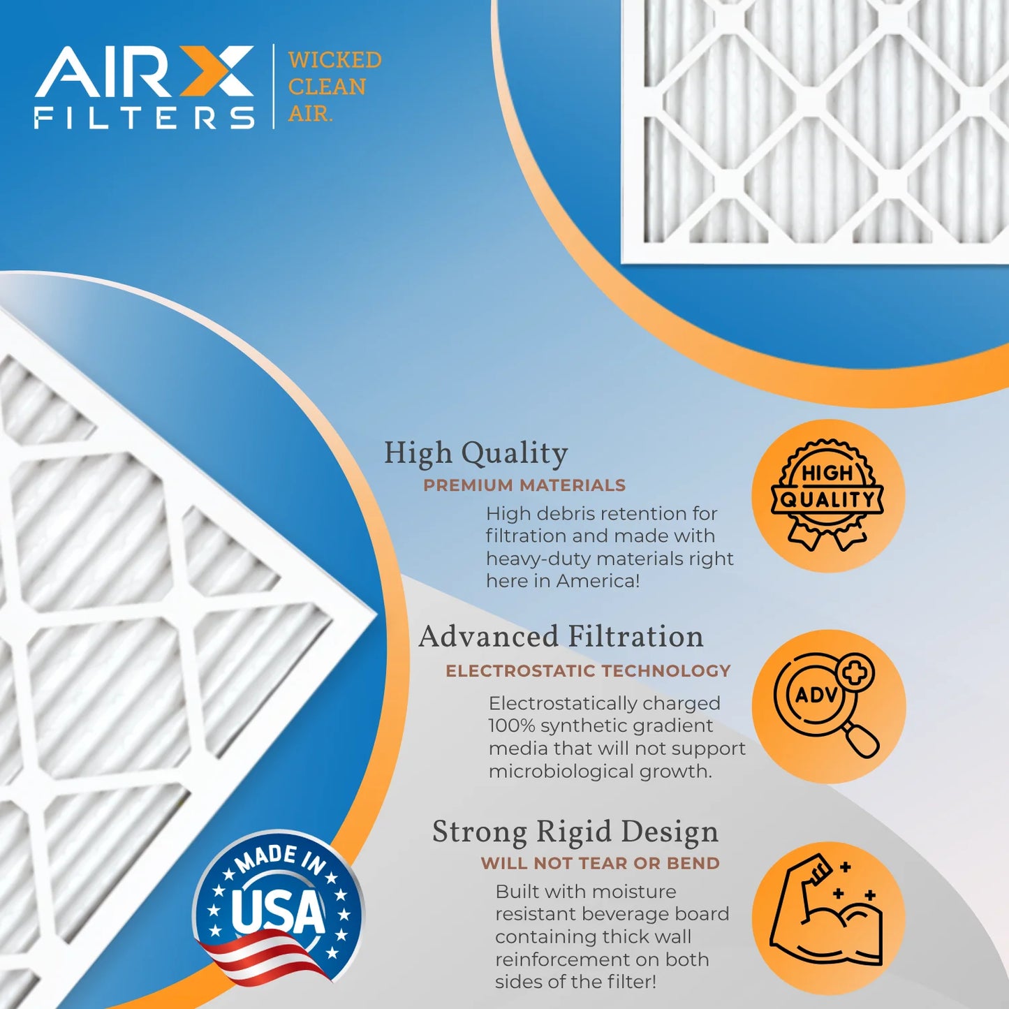 10x10x1 Air Filter MERV 13 Comparable to MPR 1500 - 2200 & FPR 9 Electrostatic Pleated Air Conditioner Filter 6 Pack HVAC AC Premium USA Made 10x10x1 Furnace Filters by AIRX FILTERS WICKED CLEAN AIR.